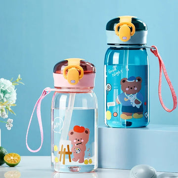 Kids Leakproof Sippy Cup with Straw – Cute Cartoon Water Bottle for Toddlers & Children | BPA-Free & Portable